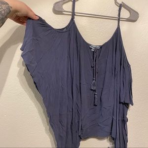 Navy Cold Shoulder Top